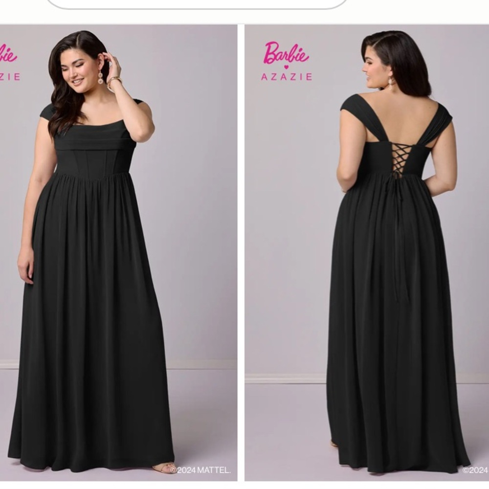 Azazie Black Backless Gown with Square Neckline